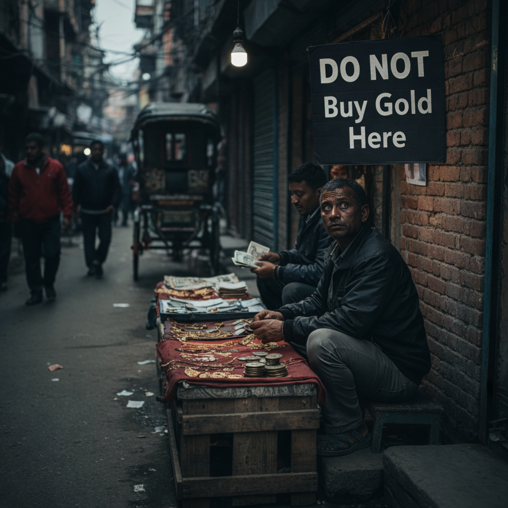 Warning example of fake or counterfeit gold jewelry from scams